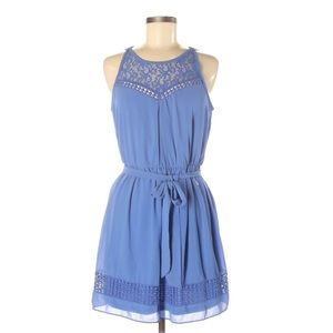 Iz Byer Womens A Line Dress Periwinkle Blue Lace